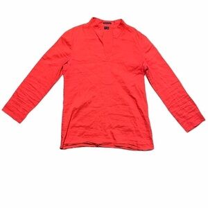 Theory Ottavia Linen Orange Tunic Blouse Small
